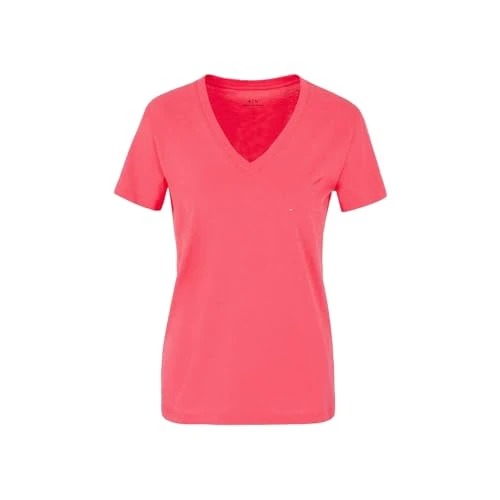 A｜X  Women's Cotton Jersey Tonal Logo V Neck Tee T-Shirt, Curtain, L