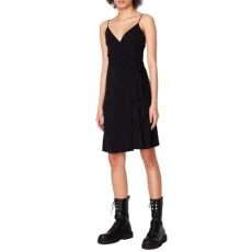 A|X  Women's Spaghetti Strap V Neck Mini Wrap Dress, Black, 18