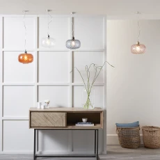 Azores Rose Textured Glass Oval Pendant ulti