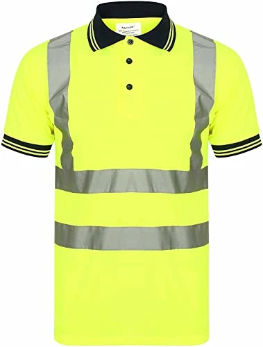 Aztec Hi Viz Vis High Visibility Polo Neck Short Sleeves T Shirts Reflective Tape Safety Hi Vis Coll