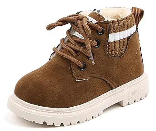 Baby Autumn Boots Fashion Suede Leather Lace-Up Boots Soft Flat Ankle Booties 5 Toddler