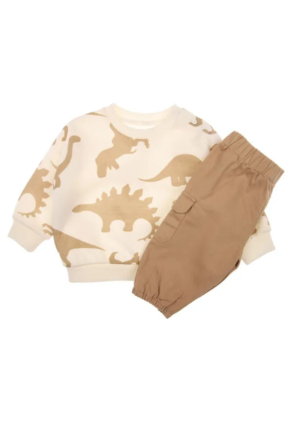 Baby Boy Stone Dinosaur Print Sweatshirt & Joggers Set