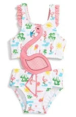 Baby Girl 0-7 Years Sleeveless Printed Cartoon Cute Bikini Swimsuit Multicolour, Flamingo Pink, 0- 3 Months Baby Girl 0-7 Years Sleeveless Printed Cartoon Cute Bikini Swimsuit Multicolour, Flamingo Pink, 0- 3 Months