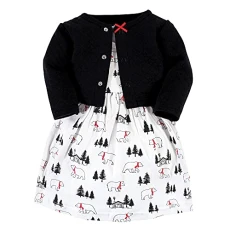 Baby Girl Quilted Cardigan and Dress, Winter Bear, 4 Toddler Baby Girl Quilted Cardigan and Dress, Winter Bear, 4 Toddler