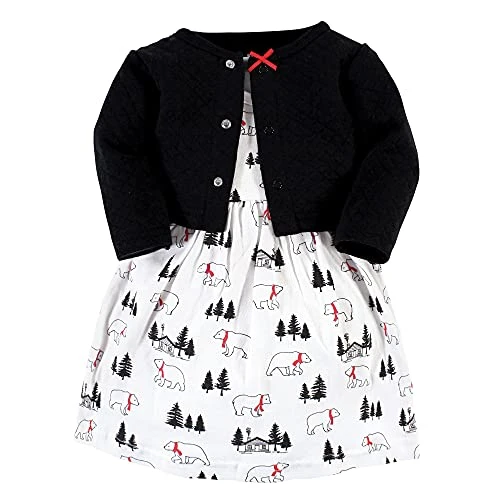 Baby Girl Quilted Cardigan and Dress, Winter Bear, 4 Toddler