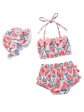 Baby Girl Swimsuit with Ruffle Flamingo Printed Suspender Bow Halter Swimwear Sea Girl with Hat Summer Clothes Set, pink, 12- 18 Months Baby Girl Swimsuit with Ruffle Flamingo Printed Suspender Bow Halter Swimwear Sea Girl with Hat Summer Clothes Set, pink, 12- 18 Months