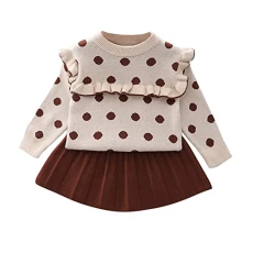 Baby Girls Autumn Winter Outfit Clothing Toddler Kids Long Sleeve Ruffles Knit Sweater Cardigan Top 