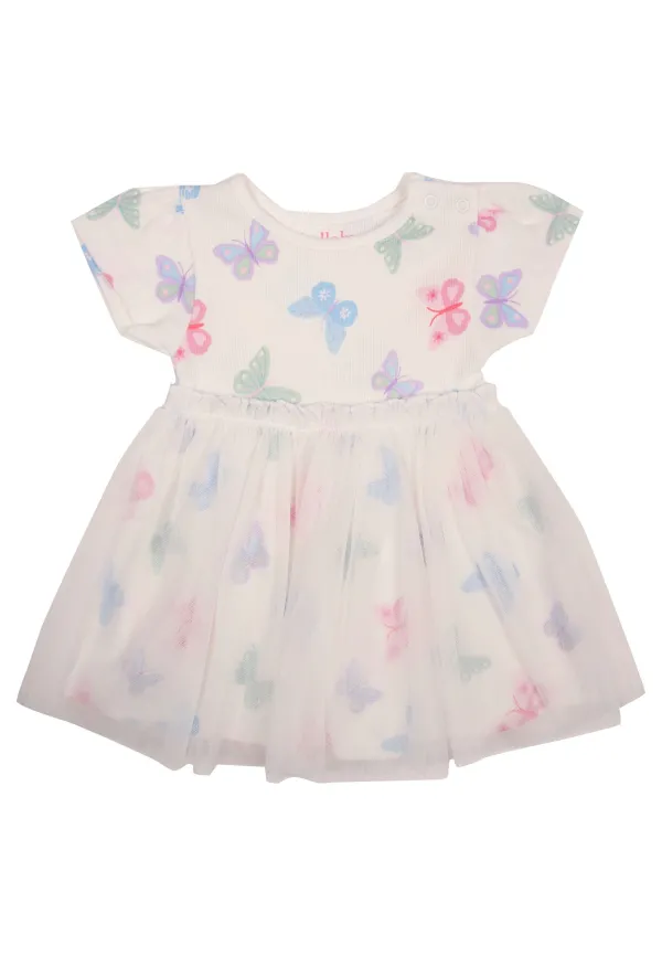 Baby Girls Cream Butterfly Print Tutu Dress