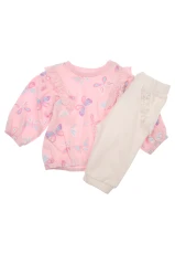 Baby Girls Pink Butterfly Sweatshirt & Joggers Set Baby Girls Pink Butterfly Sweatshirt & Joggers Set