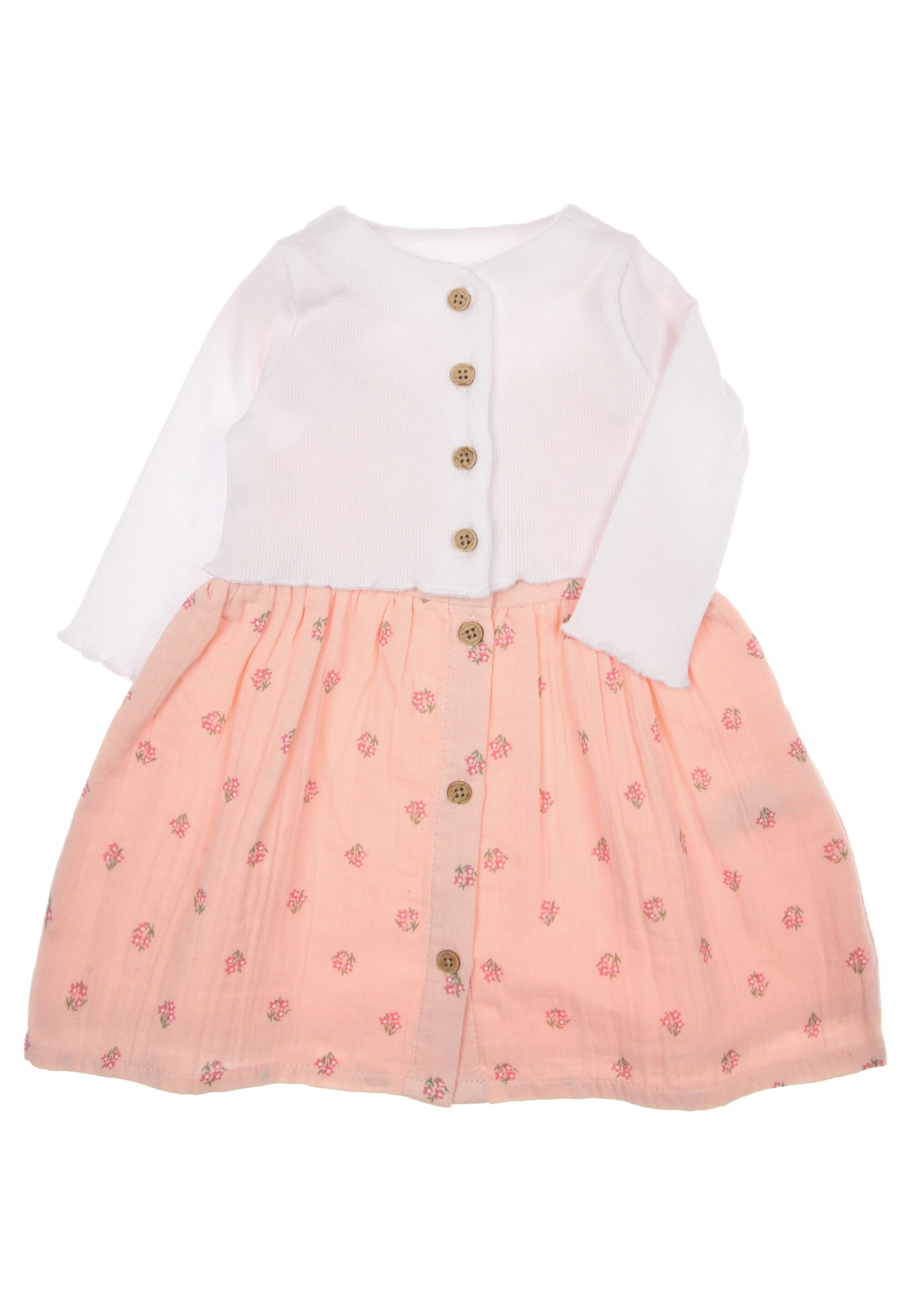 Baby Girls Pink Floral Dress and Cardigan Set