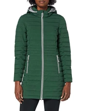 Bacarya Women's Quilted Jacket with Hood/Long/Transitional Coat in Down Look, womens, Casual functional parka in down look with zip-off hood, 34275-000, bottle green, 50 (EU) Bacarya Women's Quilted Jacket with Hood/Long/Transitional Coat in Down Look, womens, Casual functional parka in down look with zip-off hood, 34275-000, bottle green, 50 (EU)