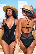 Backstage Pass Black Mesh One-Piece Swimsuit