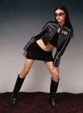 Badge Racer Cropped PU Jacket BLACK Badge Racer Cropped PU Jacket BLACK