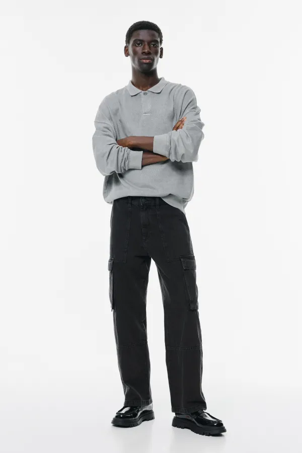 Baggy Cargo Jeans - Faded black