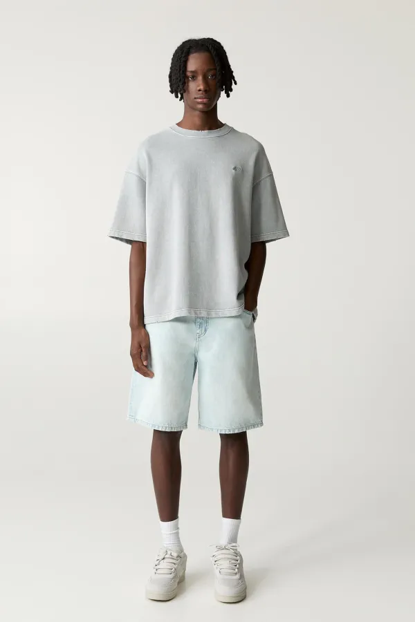 Baggy Denim Bermuda Shorts - Pale indigo