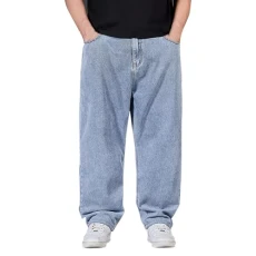 Baggy Jeans Men - Cotton Jeans Retro Denim Pants Loose Bootcut Jeans Relaxed Fit Cowboy Pant Streetwear Jeans Wide Leg Hip Hop Jeans Stylish Biker Jeans Casual Work Trousers Outdoor Lounge Jeans