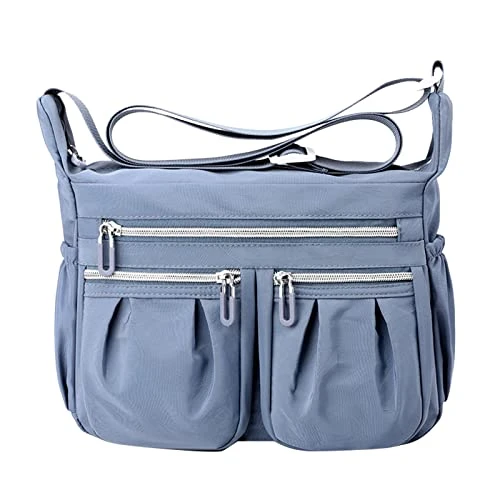 Bags For Women Multi Pocket Casual Crossbody Bag Shoulder Messenger Bag Handbag For Daily Use Travel Shoulder Bag Womens Handbags (A05-BU1,One Size)