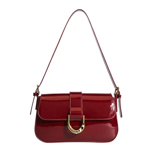 Bags Storage Small Shoulder Bag for Women, Handbag, Clutch, Classic Retro Shoulder Bag, Two Pockets Backpack Women, Wine Red, One Size