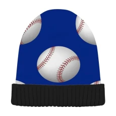 Ball Baseball Pattern Beanie Hat Winter Hat Cold Weather Knit Beanies Warm Slouchy Hat for Women Men