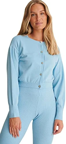 Balloon Sleeve Knitted Cardigan, Azure Blue, Medium