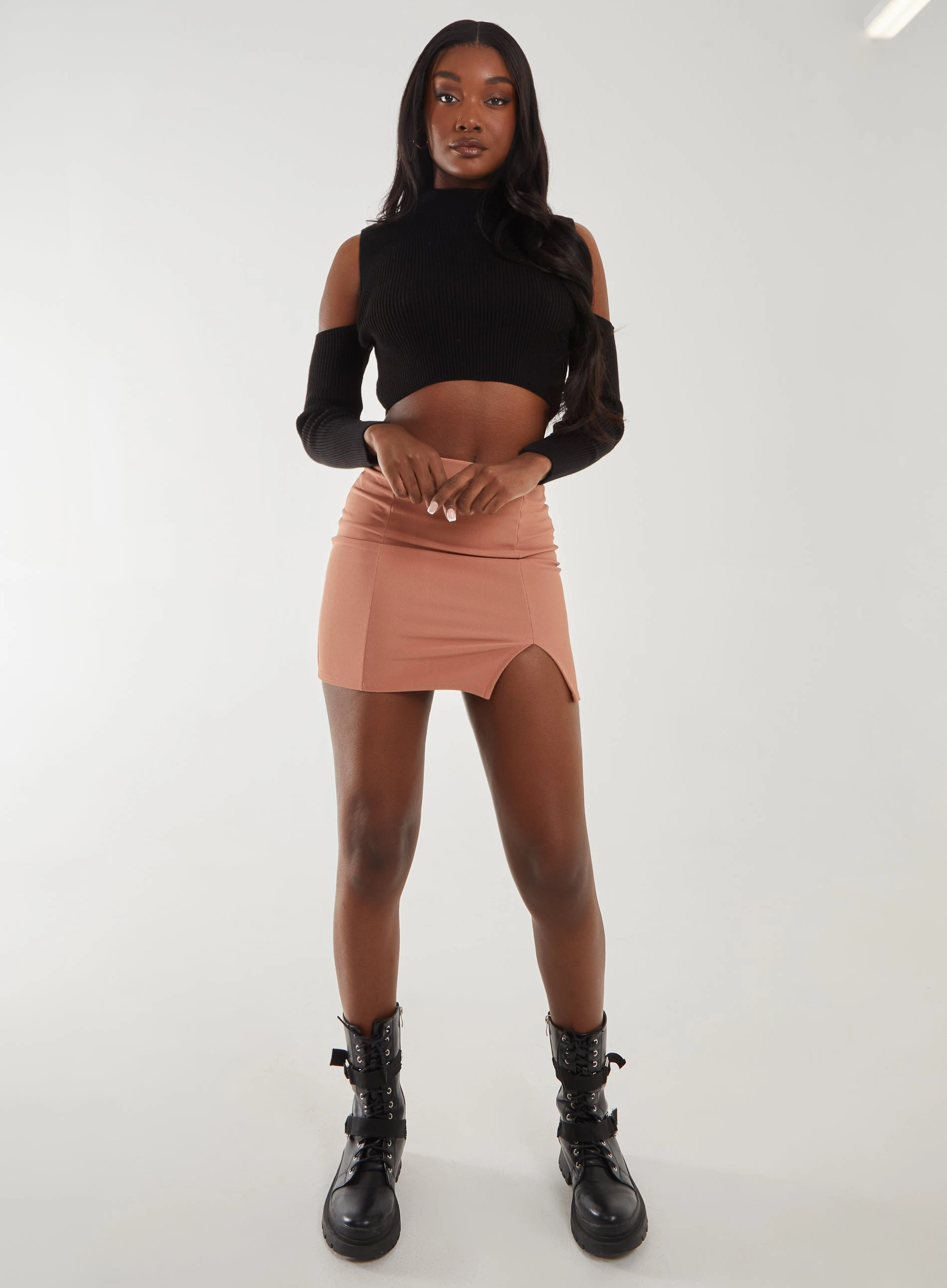 Bandage Mini Skirt  - L  - Nude