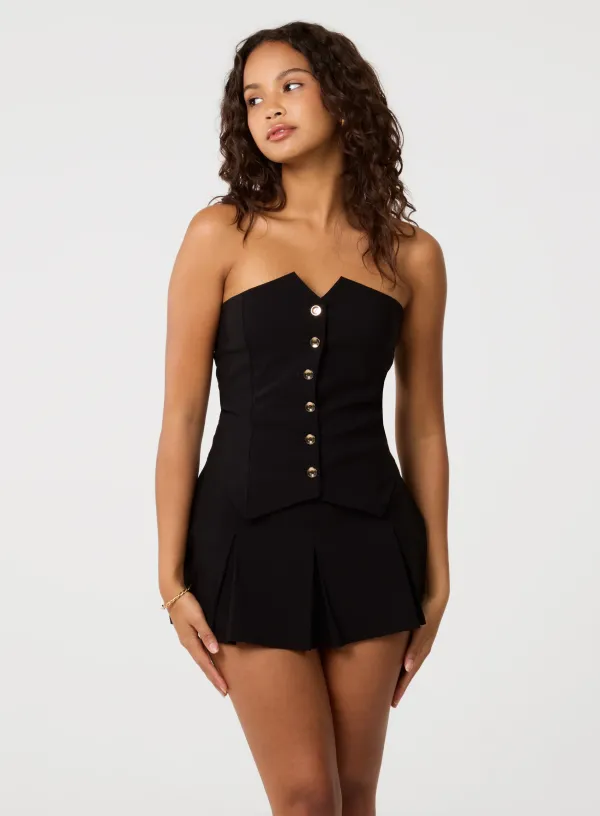 Bandeau Corset Top - M - BLACK