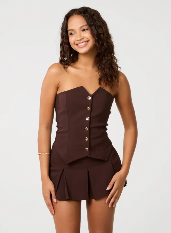 Bandeau Corset Top - M - MOCHA