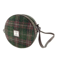 Bannock Small Harris Tweed Round Shoulder Bag LB1204 (Colour 107 Green/Plum)