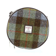 Bannock Small Harris Tweed Round Shoulder Bag LB1204 (Colour 15 Blue Check)