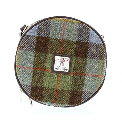 Bannock Small Harris Tweed Round Shoulder Bag LB1204 (Colour 15 Blue Check)