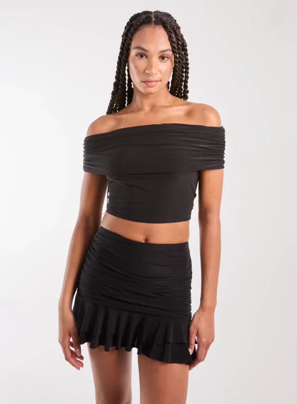 Bardot Slinky Top - - BLACK
