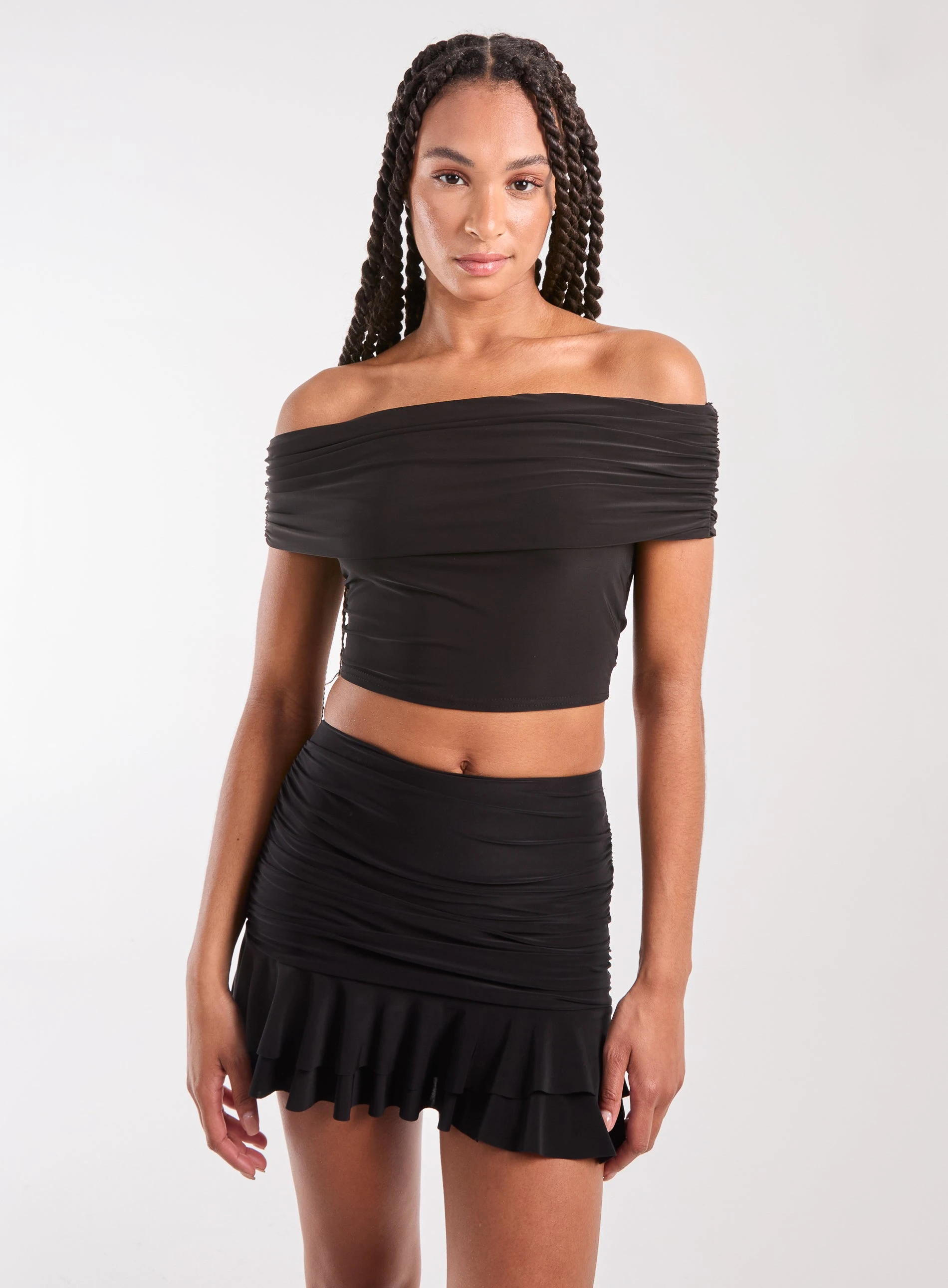 Bardot Slinky Top  - M  - BLACK