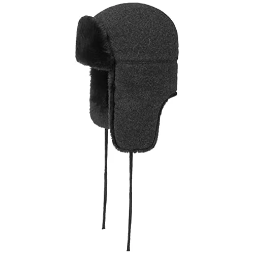 Barnaco Wool Aviator Hat Women/Men - chapka Lapeer Ushanka with Ear Flaps, Lining Autumn-Winter - S (54-55 cm) Anthracite