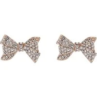 Barseta Rose Gold Crystal Baker Bow Stud Earrings - Rose Gold