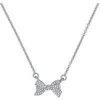 Barsie Silver Crystal Baker Bow Necklace - 49cm