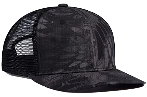Baseball Cap Boy Men Classic Mesh Back Trucker Hat Flat Brim Hat Adjustable Snapback Summer Outdoor Cap 55-60 cm
