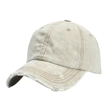 Baseball Cap Cowboy Hat Split Hat Adjustable Washed Hole Casual Unisex Denim Cap Baseball Visor Glitter Hat Women, beige, One Size Fits All