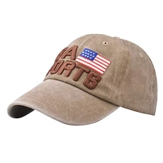 Baseball Cap Men's Summer USA Baseball Cap Premium Cotton Water Washed Embroidered Sports Hat with Letters American Flag Design" Hats Boys 5 Years, khaki, One Size