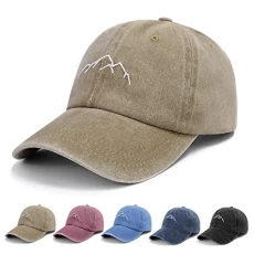 Baseball Cap Mens - Vintage Washed Dad Caps Adjustable Cotton (Khaki)