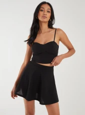 Basic Bustier Cropped Top  - S  - Black