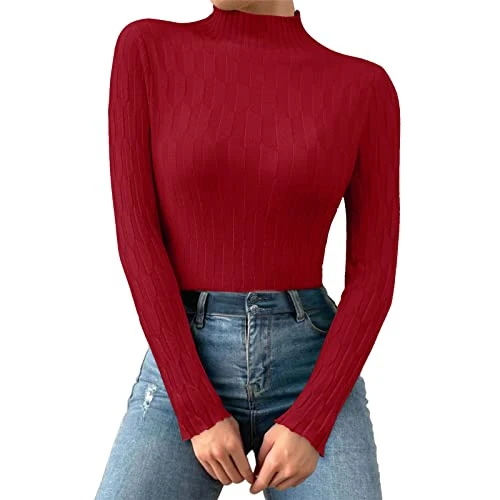 Basic Long Sleeve Shirt with Turtleneck Warm Long Sleeve Thermal Shirt Women's Inner Fleece Thermal 