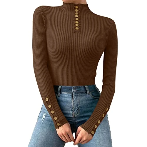 Basic Long Sleeve Shirt with Turtleneck Warm Long Sleeve Thermal Shirt Women's Stand-Up Collar Therm