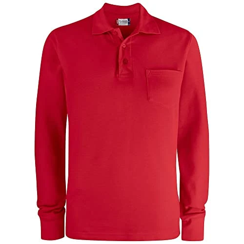 Basic Polo L/S Pocket Shirt, Red, Xx-Large