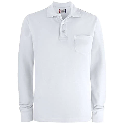 Basic Polo L/S Pocket Shirt, White, X-Small