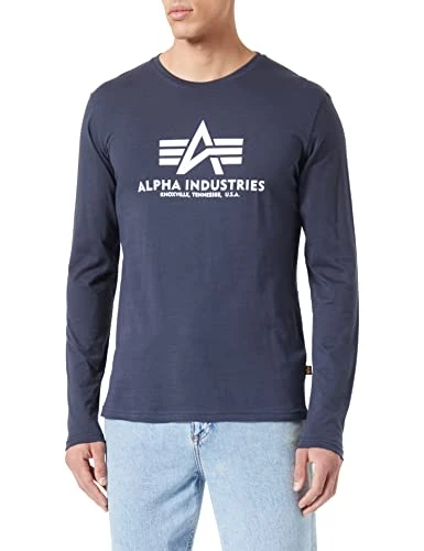 Basic T-LS Long Sleeve T-Shirt for Men, Navy, L