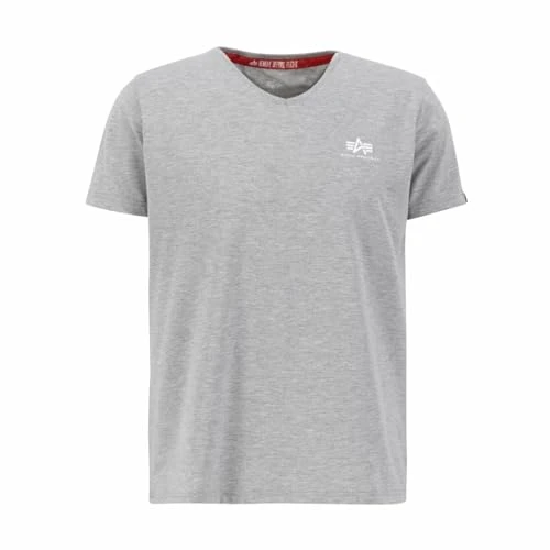 Basic V-Neck T Small Logo Men's T-Shirt, Grey Heather, XXL