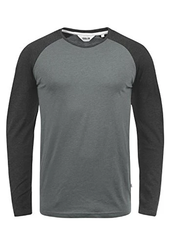 Bastien Men's Long Sleeve T-Shirt Top with Crew Neck, Size:L, Colour:Grey Melange (8236)