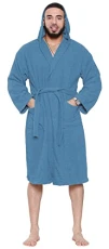 Bath Robe Unisex Luxury Egyptian Cotton Towelling Dressing Gown High Absorbant Soft Towel Silver Grey -Shawl Size XXL Royal Blue - HDY