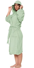 Bath Robe Unisex Luxury Egyptian Cotton Towelling Dressing Gown High Absorbant Soft Towel Silver Grey -Shawl Size XL Green - HDY