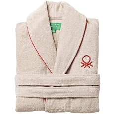 Bathrobe L/XL 360gsm 100% Cotton Casa Benetton, Beige/Red